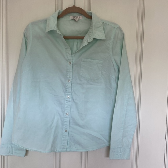 Light Green Cotton Button Down Shirt - Picture 1 of 5